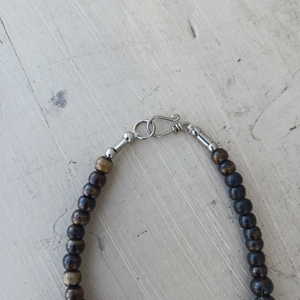 Vtg Tribal style 4 strand Hand carved Yak bone & resin Statement necklace Nepal - Picture 5 of 8